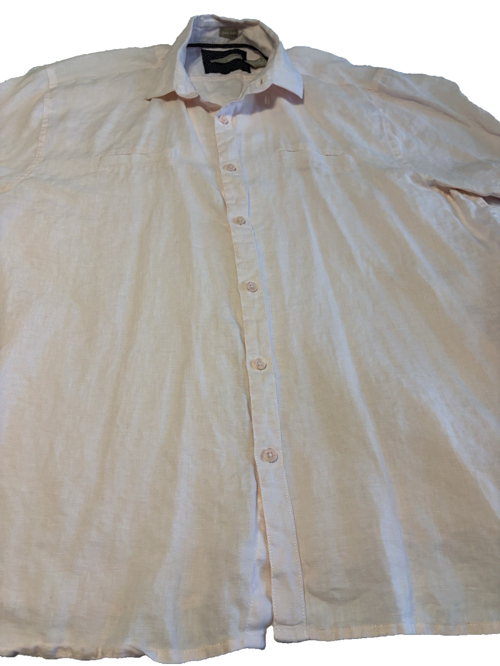 Bruno Pure Linen Shirt Mens XL Light Pink Short‎ Sleeve Button Up - Picture 5 of 6